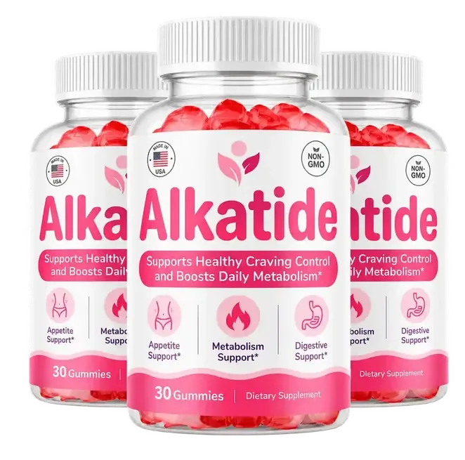 Three bottles of Alkatide gummies